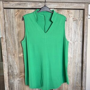 Sleeveless V-Neck Green Top